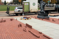 Another 103 memorial pavers were installed at Veterans Park making a grand total of 1141 pavers honoring our military veterans. LCI Landscaping installed the pavers supplied by Metro Brick, Inc. in record time despite the cold and misty weather.&nbsp;October 26, 2016