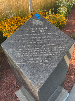The ten History Path stations at Veterans Park got a huge facelift this week by Master carver Tate Viere. The lettering was enhanced to keep the message of Service and Sacrifice by Veterans of the North St. Paul Area strong and clear to our community. The photos show the process, started in 2015 until this year, 2024. Your donations are at work! Stop by and check them out.