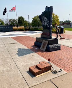 Veterans Park Pavers Installed 2024, On 9-11/12, Veterans Park had 29 new Memorial Pavers installed by LCI Company personnel to prepare for the upcoming POW/MIA Remembrance Walk to be held on Thursday, September 26. The Walk commences from the Veterans of Foreign Wars Post 1350 Club at 1800 (6 PM) arriving at Veterans Park by 1830 (6:30 pm). Banners were prepared by WEBWOLF staff Bruce and Sandy Fabio for passersby to see on Margaret Street, at the VFW and American Legion Clubs. Honor and Remember the service and sacrifice of our veterans of all eras.