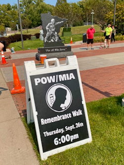 Veterans Park Pavers Installed 2024, On 9-11/12, Veterans Park had 29 new Memorial Pavers installed by LCI Company personnel to prepare for the upcoming POW/MIA Remembrance Walk to be held on Thursday, September 26. The Walk commences from the Veterans of Foreign Wars Post 1350 Club at 1800 (6 PM) arriving at Veterans Park by 1830 (6:30 pm). Banners were prepared by WEBWOLF staff Bruce and Sandy Fabio for passersby to see on Margaret Street, at the VFW and American Legion Clubs. Honor and Remember the service and sacrifice of our veterans of all eras.